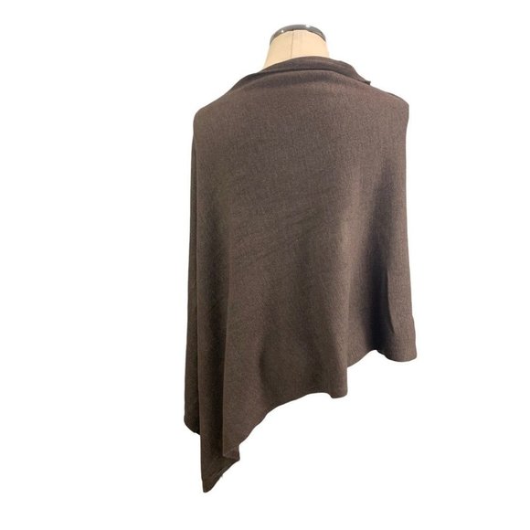 One Size Women's Brown Poncho Coffee Color Acrylic Split Neck New 23.6" x 34.6" - Picture 5 of 6